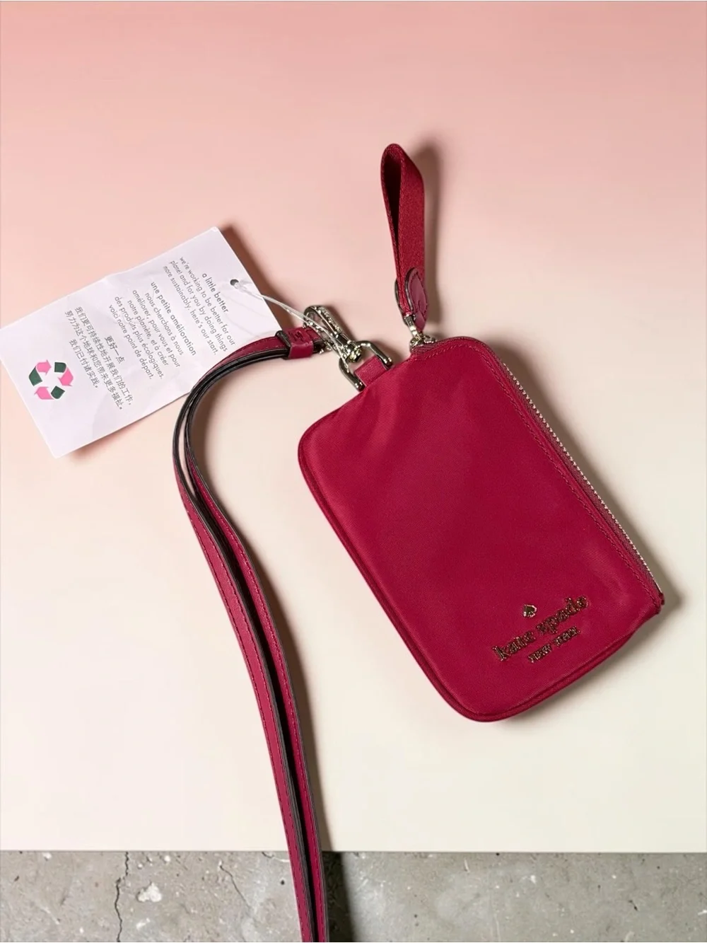 Kate Spade Chelsea The Little Better Cranberry Zip Card Case Wristlet NWT
